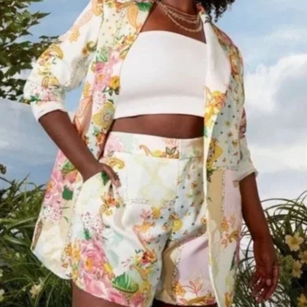 Eloquii Floral Satin Blazer (Size 22)